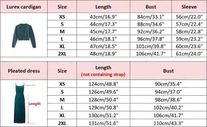 Women 2026 Autumn and Winter New Design Shine Cardigan and Pleated Slip Dress Elegant Lady Clothing