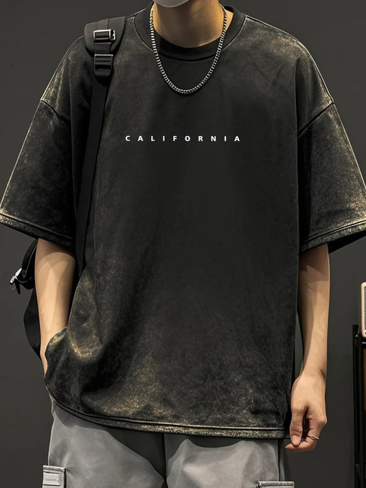 California Letter  Grunge Vintage Y2K Washed T Shirt Summer Men Women Tee Top Oversized Loose Harajuku O-Neck Hip Hop Top