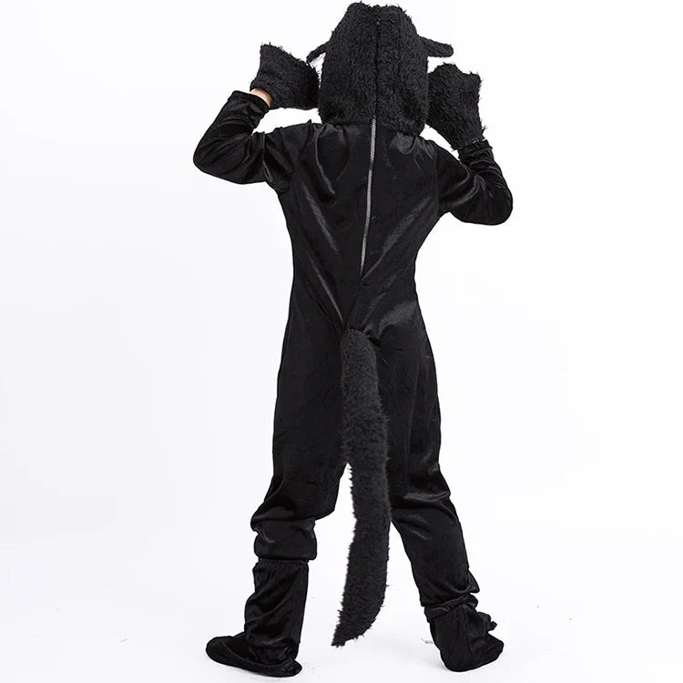 Black Cat Cosplay Children's Costume Cute Kitten Animal Onesie + Gloves + Hat Suit Suitable for Stage Show Halloween Party