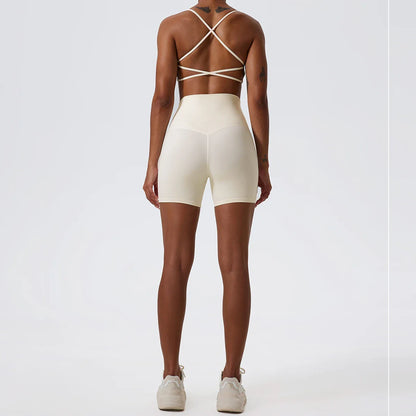 Two Pieces Yoga Set Women Gym Shorts Sports Suit Female Soften Skin-Friendly Activewear Beauty Back Women Sportswear