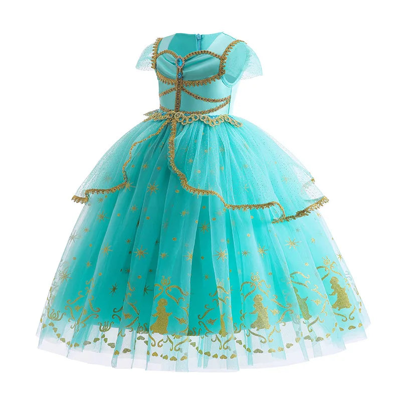 Jasmine Princess Dress Princess Dress Up Of Aladdin The Magic Lamp Costume Girls Birthday Party Halloween Fantasy Top Pants