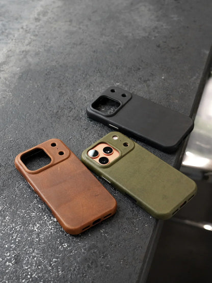 Genuine Leather Case for iPhone 17 16 Pro Max 15 Genuine Leather Handmade Phone Cover