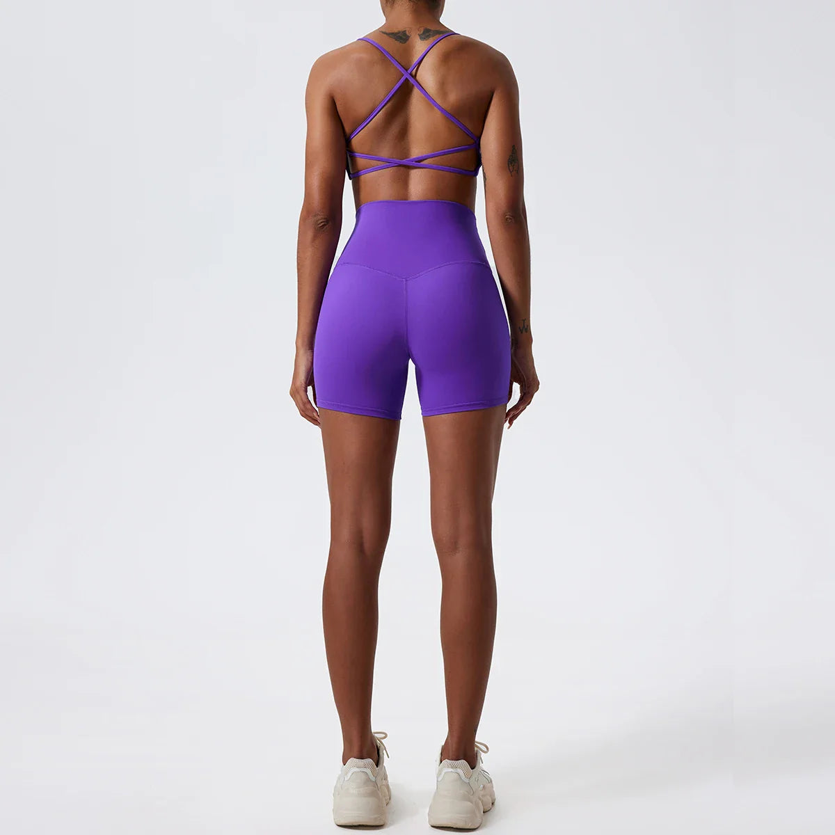 Two Pieces Yoga Set Women Gym Shorts Sports Suit Female Soften Skin-Friendly Activewear Beauty Back Women Sportswear