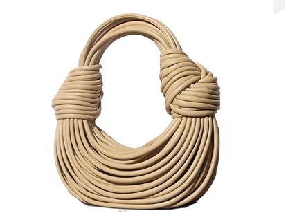 Handbags for Women 2025 New in Gold Luxury Designer Brand Handwoven Noodle Bags Rope Knotted Pulled Hobo Silver Evening Clutch