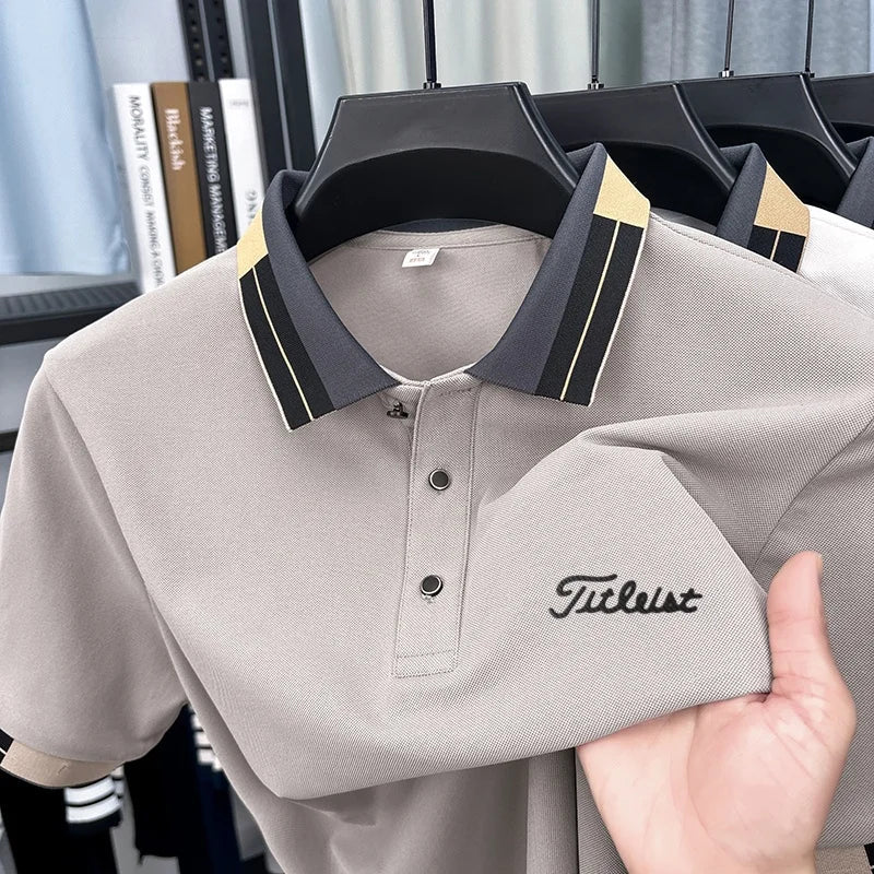 Brand Design Men's Lapel Short Sleeve Polo Shirt Summer New Arrival Letter Print T-Shirt Casual Business Fashion Men's Clothing