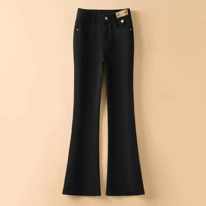 Women Flare Jeans Autumn Solid Slim Pants