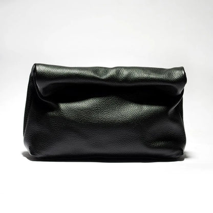 Leather Cowhide Handbag High Quality Leather Women's Foldable Designer Handbag Simple Magnet Handle Bags