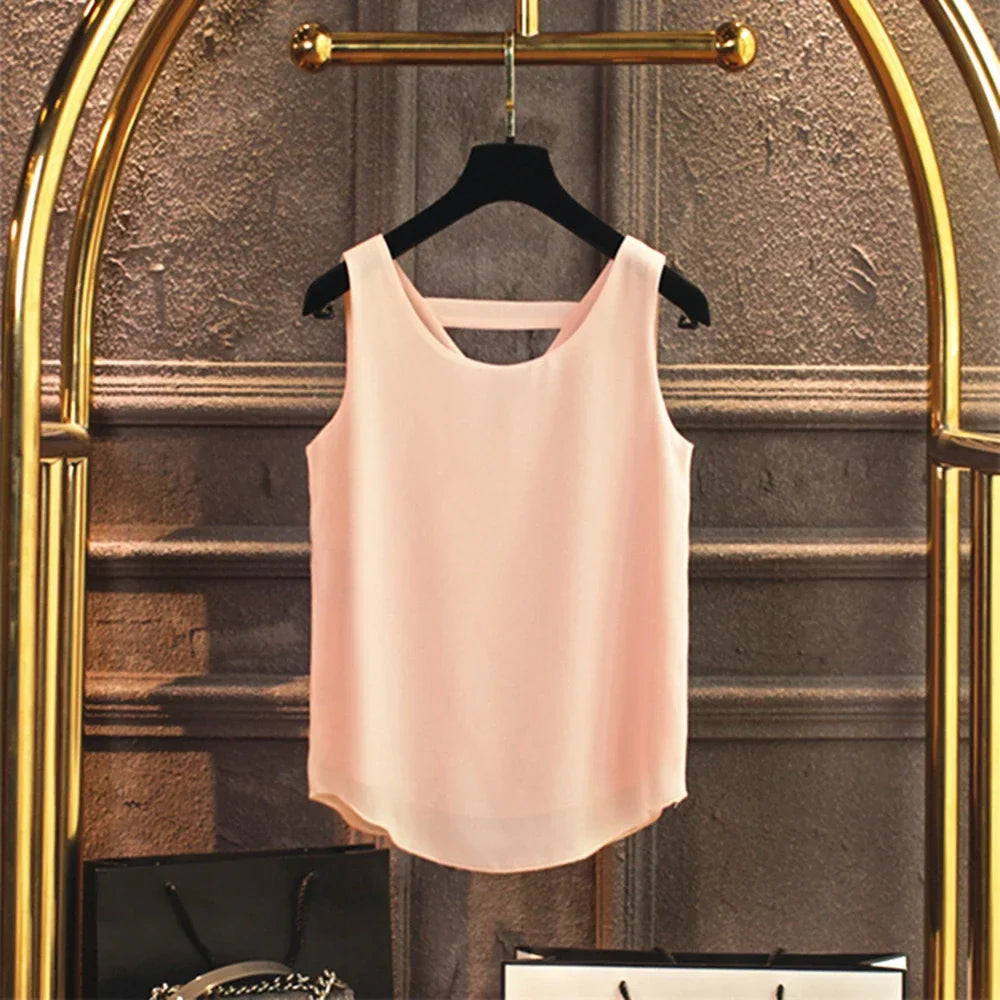 New Arrival Casual Shirt Chiffon Vest Female Summer New Sleeveless Halter T-shirt V-neck Blouse Loose Inside Cover Bellies