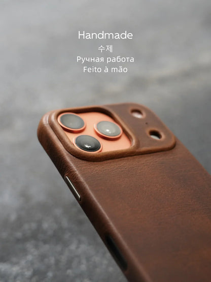 Genuine Leather Case for iPhone 17 16 Pro Max 15 Genuine Leather Handmade Phone Cover