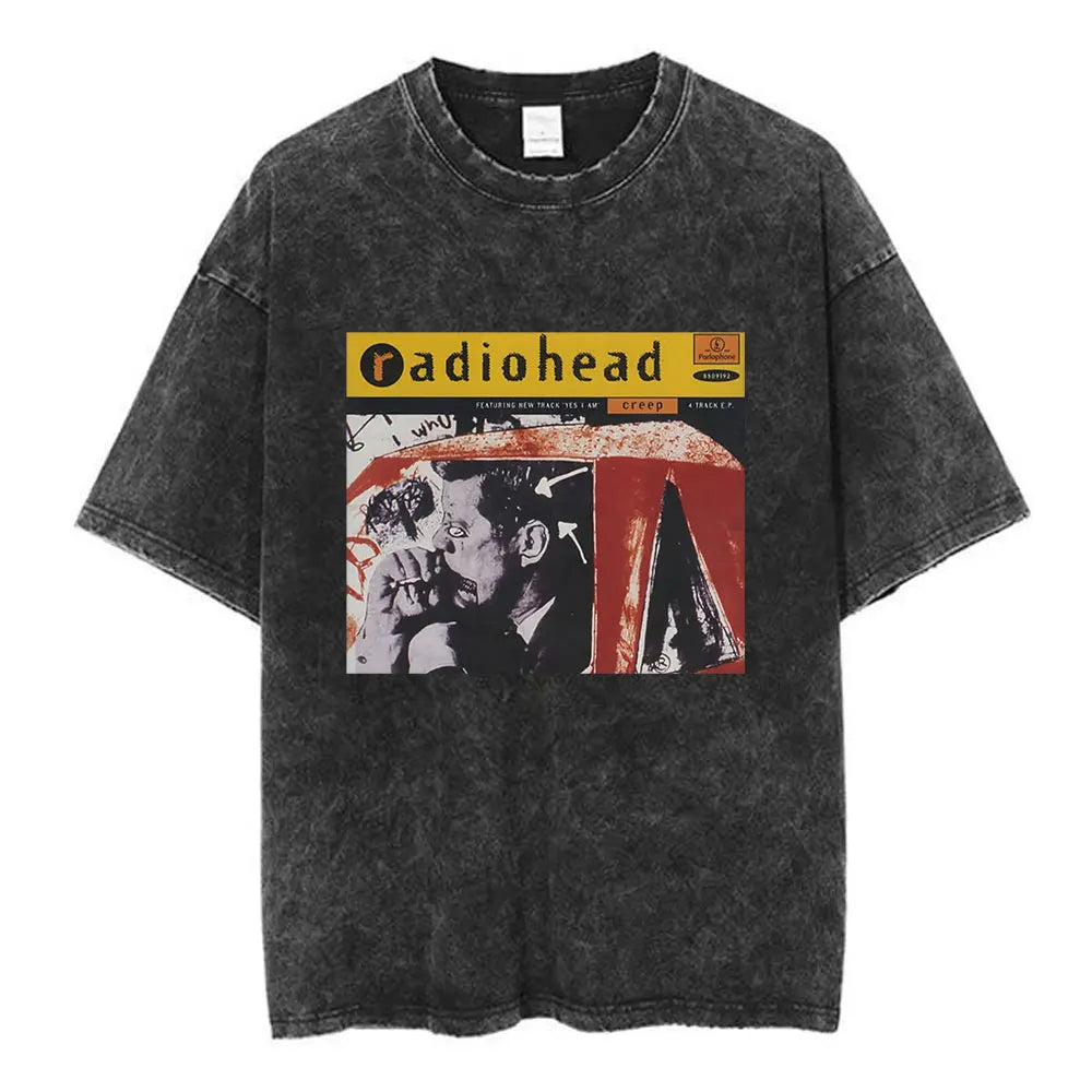 Rock Band Washed Cotton T Shirt Men Women Hip Hop Music Tee Fashion Short Sleeve Tshirt Summer Oversized T-shirts Tops