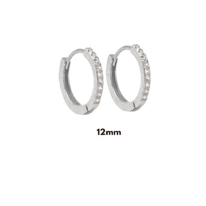925 Sterling Silver Gold Zircon CZ 5mm 6mm 7mm 8mm To 13mm Huggies Hoops Piercing Pendiente Clips Luxury Fine Jewelry