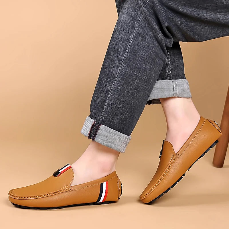 Men's Loafers High Quality Anti-slip Casual Shoes Men's Leather Loafer Outdoor Breathable Lightweight Soft Driving Shoes