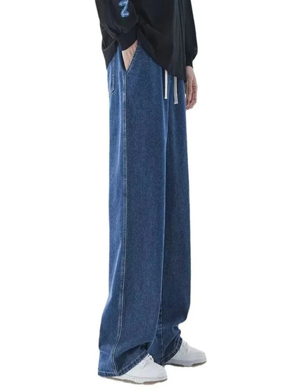 Spring Autumn Men Baggy Jeans Oversize Straight Loose Casual Denim Trousers Solid Color Streetwear Fashion Y2k Wide Leg Pants