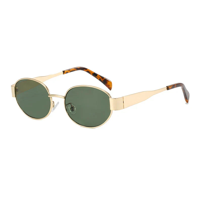 Luxury Small Oval Sunglasses Men Women Brand Design Metal Round Sun Glasses Classic Reto Casual Driving Shades