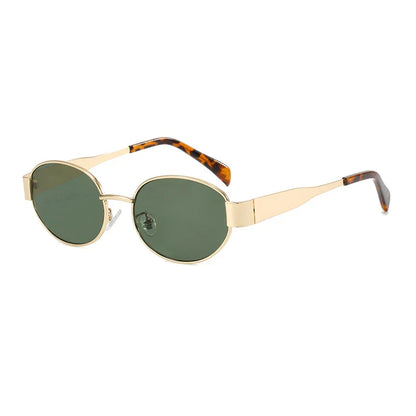 Luxury Small Oval Sunglasses Men Women Brand Design Metal Round Sun Glasses Classic Reto Casual Driving Shades
