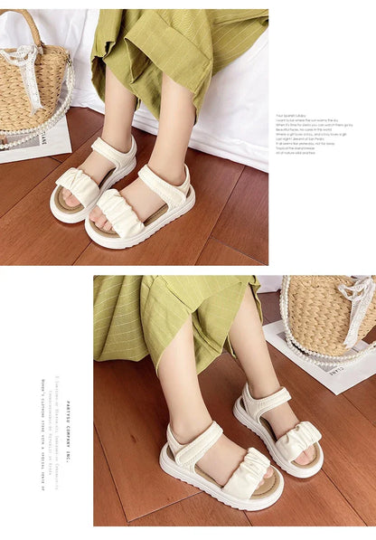 Children Solid Color Sandals Summer Beach Sandals for Girls School Fashion Open-toe Kids Thick Bottom Sandals Non-slip Versatile