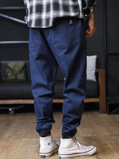 Calça Jeans Masculina Plus Size Solta Jogger Streetwear Harem Cargo Jeans Calças Jeans na Altura do Tornozelo