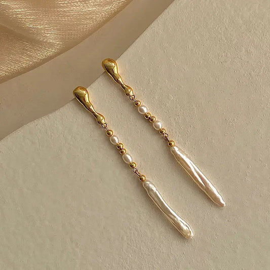 Natural Freshwater Pearl 14K Gold Filled Ladies Tassels Stud Earrings Jewelry For Women Anti Allergy