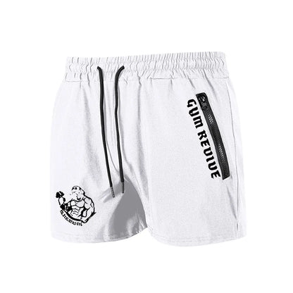 Men's Printed Shorts Summer Quick Dry Side Double Zipper Pockets Design Running Basketball Training Gym Shorts