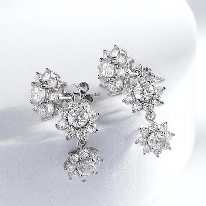 Full Moissanite Jewelry Set 925 Sterling Silver Sunflower Necklace Bracelet Earring Sets For Women Fine Jewelry GRA Tested