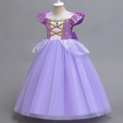 Cinderella Princess Ball Gown Fancy Birthday Rapunzel Belle Vestidos Party Dress Girls Costume Carnival Elegant Clothes