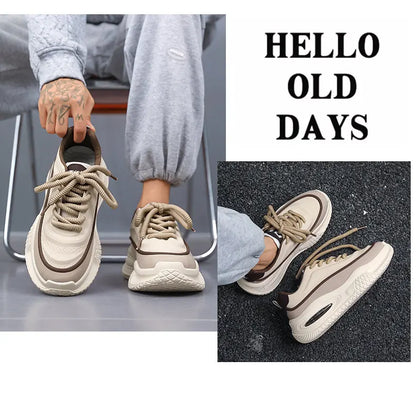 Tênis Esportivo Casual Masculino, Tênis de Skate Moderno com Sola Grossa, Calçados Masculinos Confortáveis e da Moda Adequados para Uso ao Ar Livre