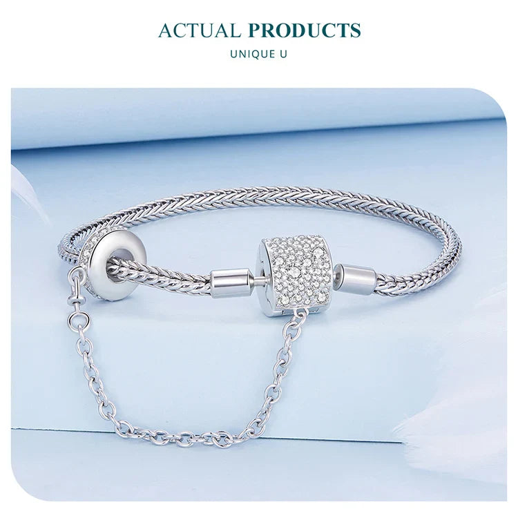 Authentic 925 Sterling Silver Basic Charm Bracelet with Safty Chain Women Beads and Pendant DIY Bracelet BSB103