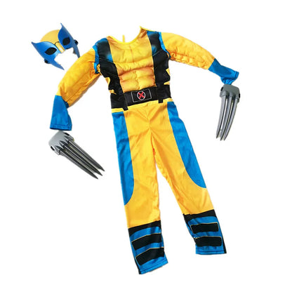 Kids Wolverine Costume Superhero Cosplay Suit Halloween Jumpsuit with Game Claws and Mask Boys' & Girls' Holiday  Costumes