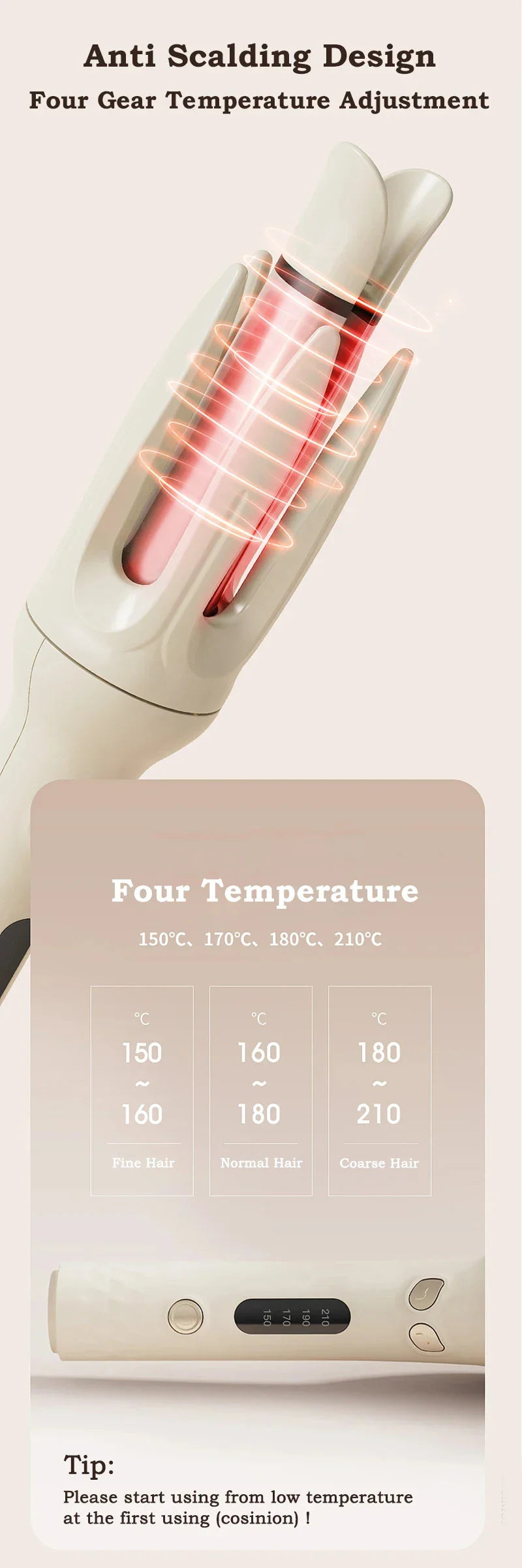 Automatic Hair Curler 28mm Negative Ions Electric Ceramic Curling Hair Stick Rotating Curl Waves Anti-Tangle Curling Iron Styler