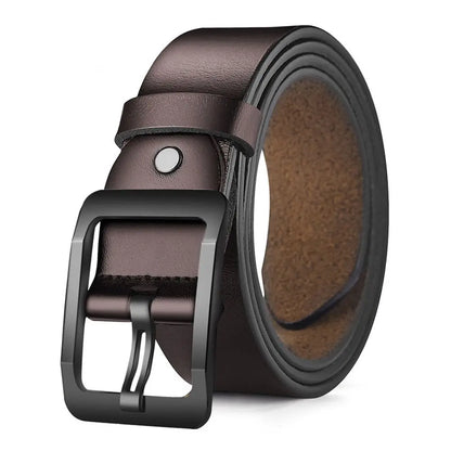 Man Retro Leather Belt Pin Buckle Jeans Black Belt Business Casual Luxury Brand Vintage Strap Waistband