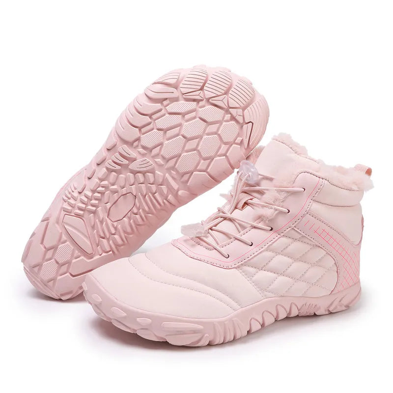 Botas de Caminhada de Inverno Barefoot Masculinas Femininas, Botas de Neve Quentes Sem Salto, Botas de Tornozelo com Biqueira Larga, Impermeáveis Minimalistas