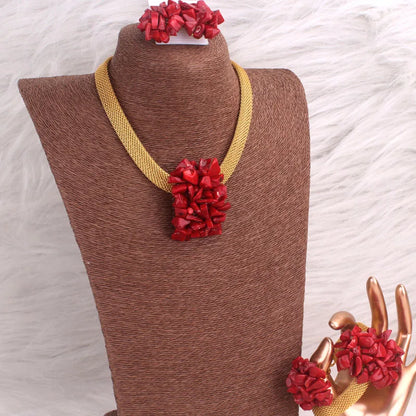 African Wedding Coral Beaded Fine Jewelry Set For Women High Quality 2023