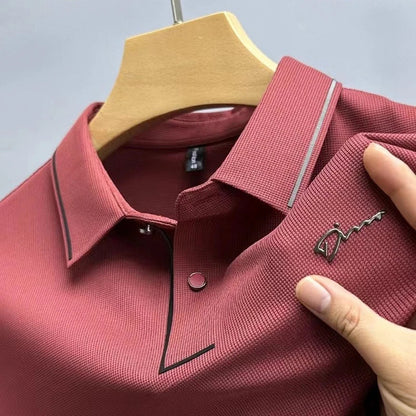Light luxury brand letter emboss short sleeve T-shirt summer popular men polo shirt comfort silky breathable business casual top