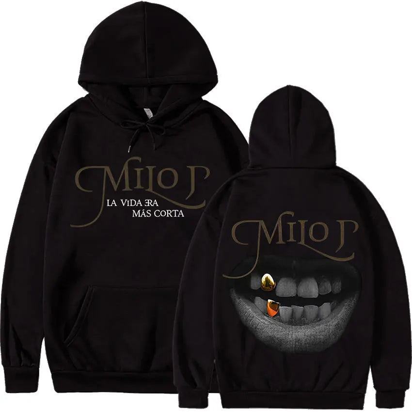Rapper Milo J 166 Tour 2025 Album Graphic Hoodie Men Hip Hop Gothic Long Sleeve Sweatshirts Vintage Oversized Hoodies Streetwear