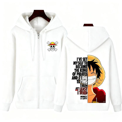 One Piece Anime Hoodie zipper Jacket Men Women Monkey D Luffy Print Graphic Streetwear Casual Pullover Long Sleeve tops Autumn