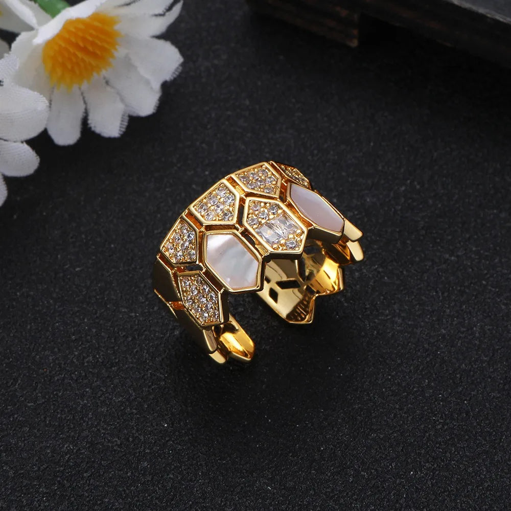 Luxury Dubai Bridal Jewelry Set For Women Wedding Party Shell Zirconia Jewelry Set Twisted Branch Design