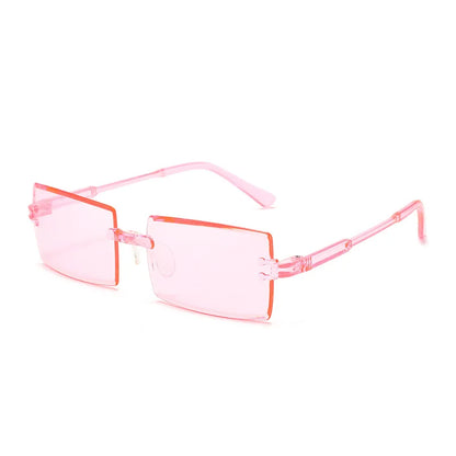 20 Pcs Per Set Rimless Rectangle Sunglasses Fashion Gradient Ocean Lenses Shades Ins Trendy Beach Vacation Sun Glasses
