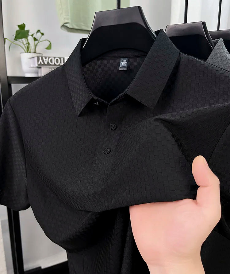 Seamless Polo Shirt - Short Sleeve Ice Silk Feel Nordic Style Soft & Comfortable Summer Wear Men's Golf Shirt