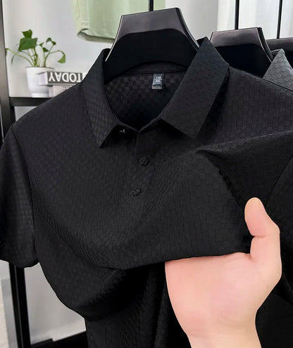 Seamless Polo Shirt - Short Sleeve Ice Silk Feel Nordic Style Soft & Comfortable Summer Wear Men's Golf Shirt