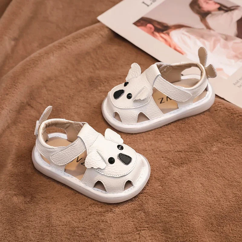 Summer Children Shoes Baby Girls Boys Genuine Leather Sandals Soft Sole Anti Slip Toddler Shoes Cartoon Kids Brach Sandals