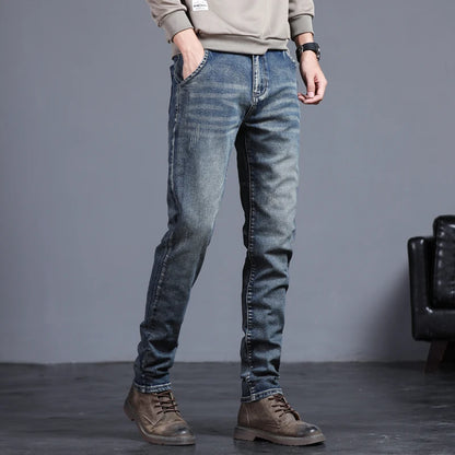 2026 Spring New Jeans Men's Slim Fit Straight Pants ClassicTrendy Retro Casual Long Pants Men's Korean Version Trousers