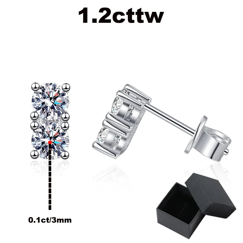 1.2cttw 100% Real Green Moissanite Studs Earrings for Women  Classic Four Claw Ear Studs S925 Sterling Silver Jewelry GRA