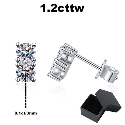 1.2cttw 100% Real Green Moissanite Studs Earrings for Women  Classic Four Claw Ear Studs S925 Sterling Silver Jewelry GRA
