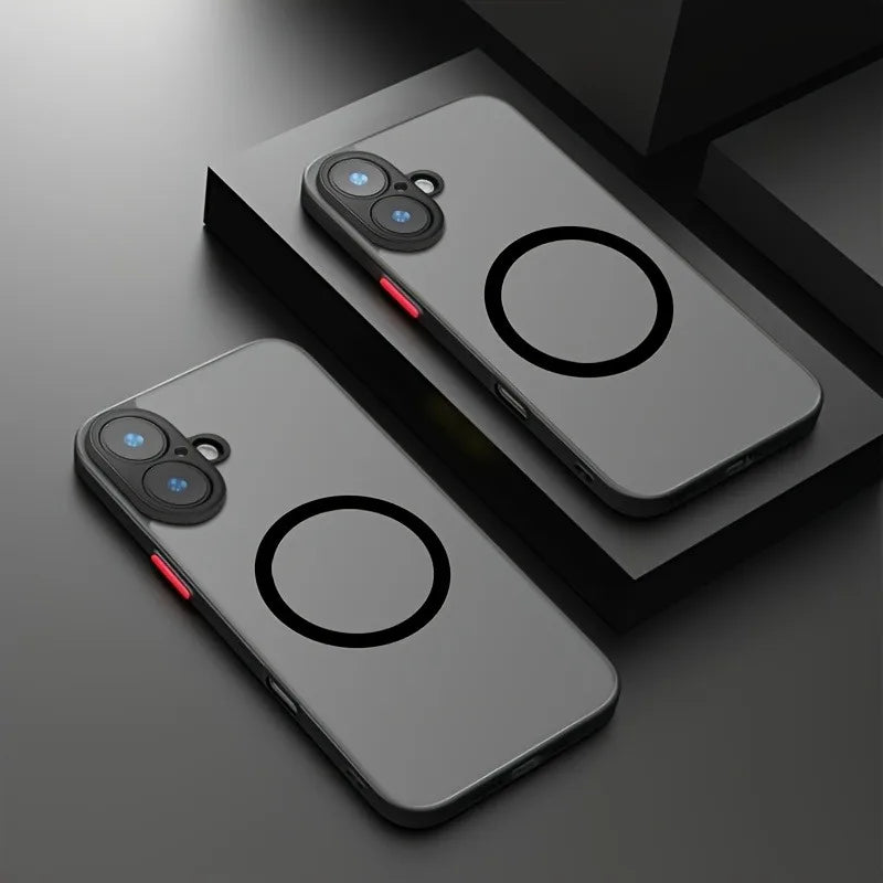 Translucent Magnetic Armor Phone Case For iPhone 17 16 15 14 13 12 Pro Max Plus Air For Magsafe Magnetic Wireless Charging Cover