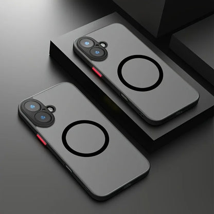 Translucent Magnetic Armor Phone Case For iPhone 17 16 15 14 13 12 Pro Max Plus Air For Magsafe Magnetic Wireless Charging Cover
