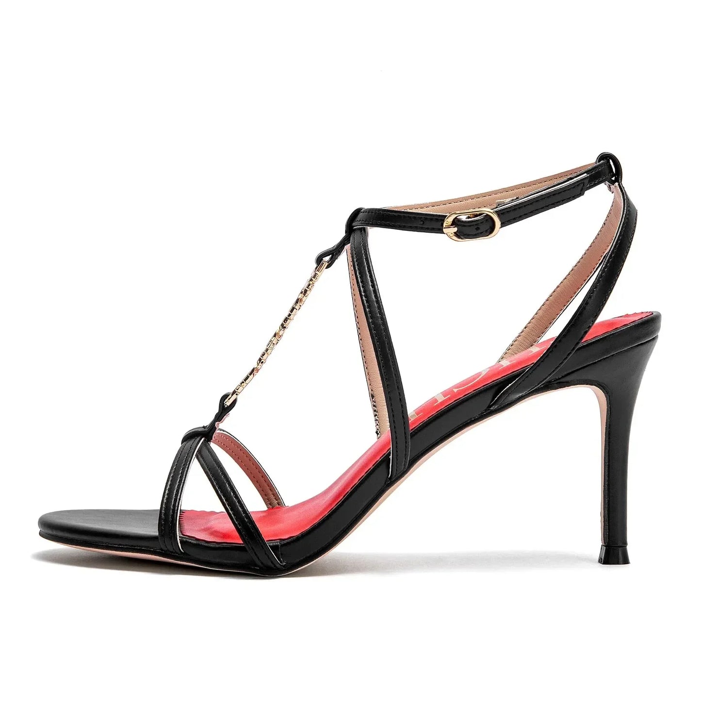 Sandálias Femininas Vermelhas com Tiras Finas Salto Alto para Mulheres Laço de Amarrar Dedo Aberto Quadrado Salto Alto para Meninas para Baile de Formatura