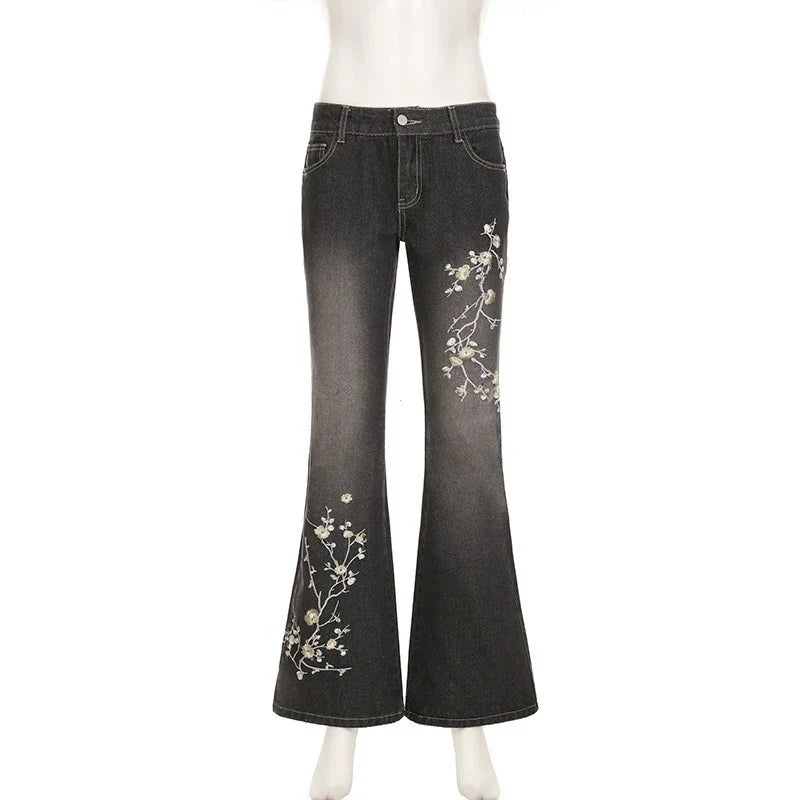 Women Retro Y2k Baggy Denim Pants High Street Basic Trousers
