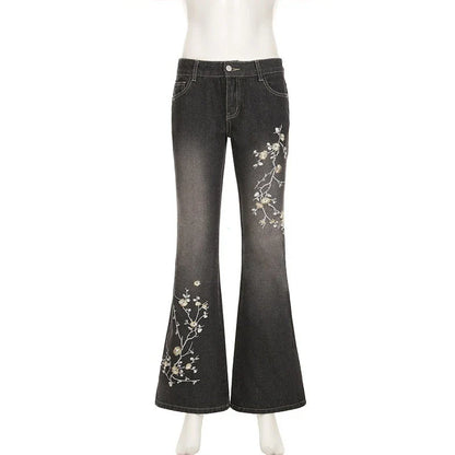Women Retro Y2k Baggy Denim Pants High Street Basic Trousers