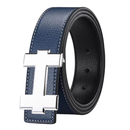 3.3cm Fashion Casual Belt with Silver Smooth Buckle, Designer men belt High-Quality, Unisex Fit, Perfect for Jeans Workwear
