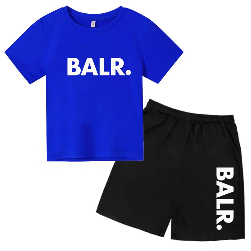Kids T-shirt Summer Sunshine Brand Monogram Print Short Sleeve+Shorts 2P Boys Girls Toddler 3-12years Leisure Sports Jogging Set